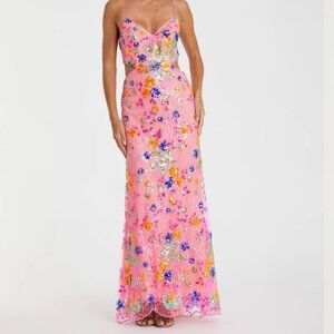 Mac Duggal Size 2 – Pink Embellished Lace Strappy Column Gown